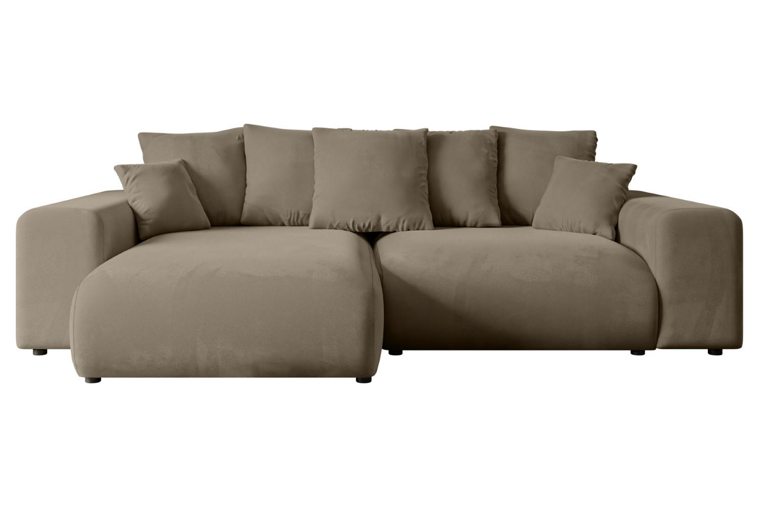 ECKSOFA mit Schlaffunktion und Bettkasten ESKAR-L 256x165x84cm Braun Velours - Schwarz/Braun, Holzwerkstoff/Kunststoff (165/256cm) - ALTDECOR