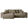 ECKSOFA mit Schlaffunktion und Bettkasten ESKAR-L 256x165x84cm Braun Velours - Schwarz/Braun, Holzwerkstoff/Kunststoff (165/256cm) - ALTDECOR