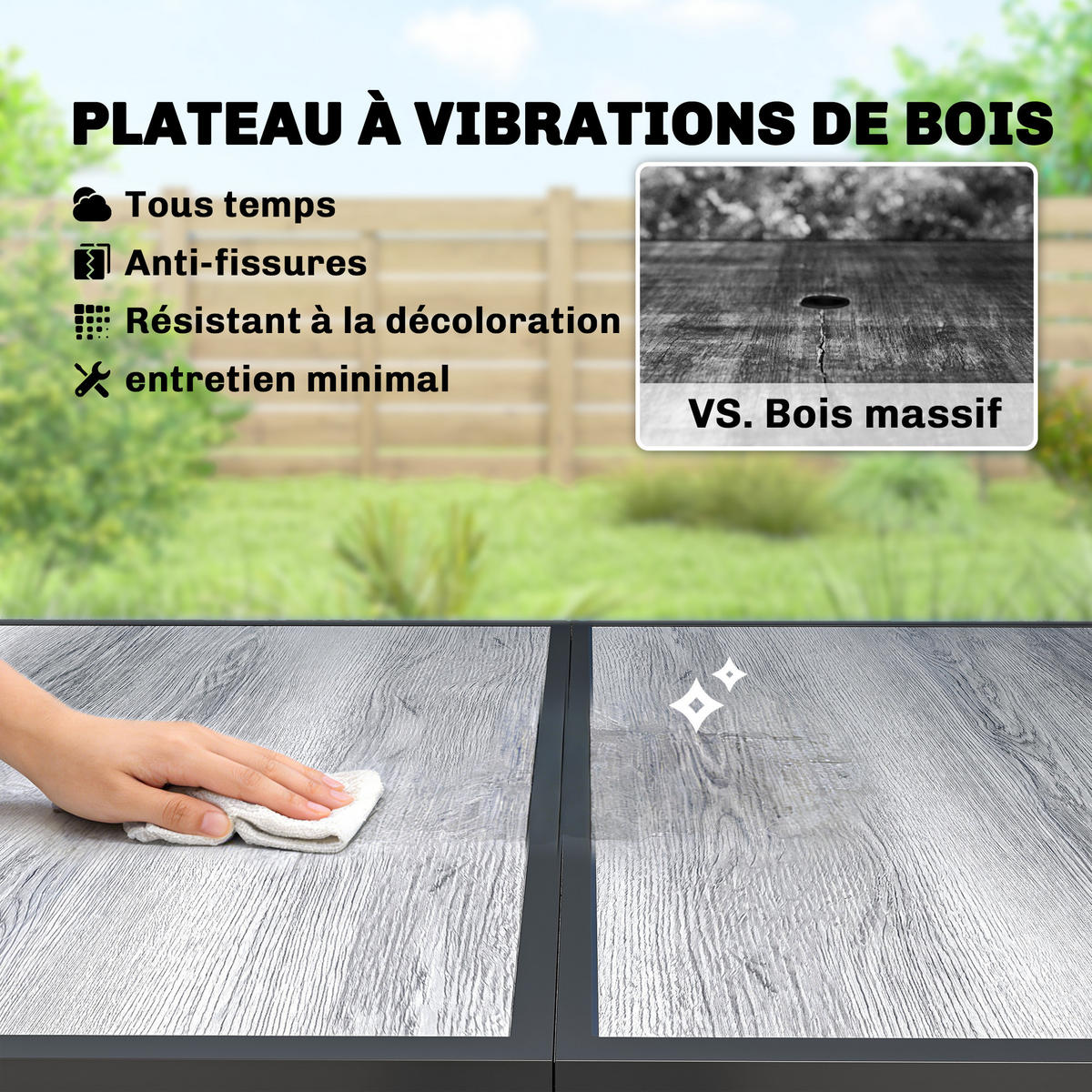 GARTENTISCH DE-14230 150x80 cm Holzoptik Grau - Grau, Metall (150/80/74cm) - ComfortXL