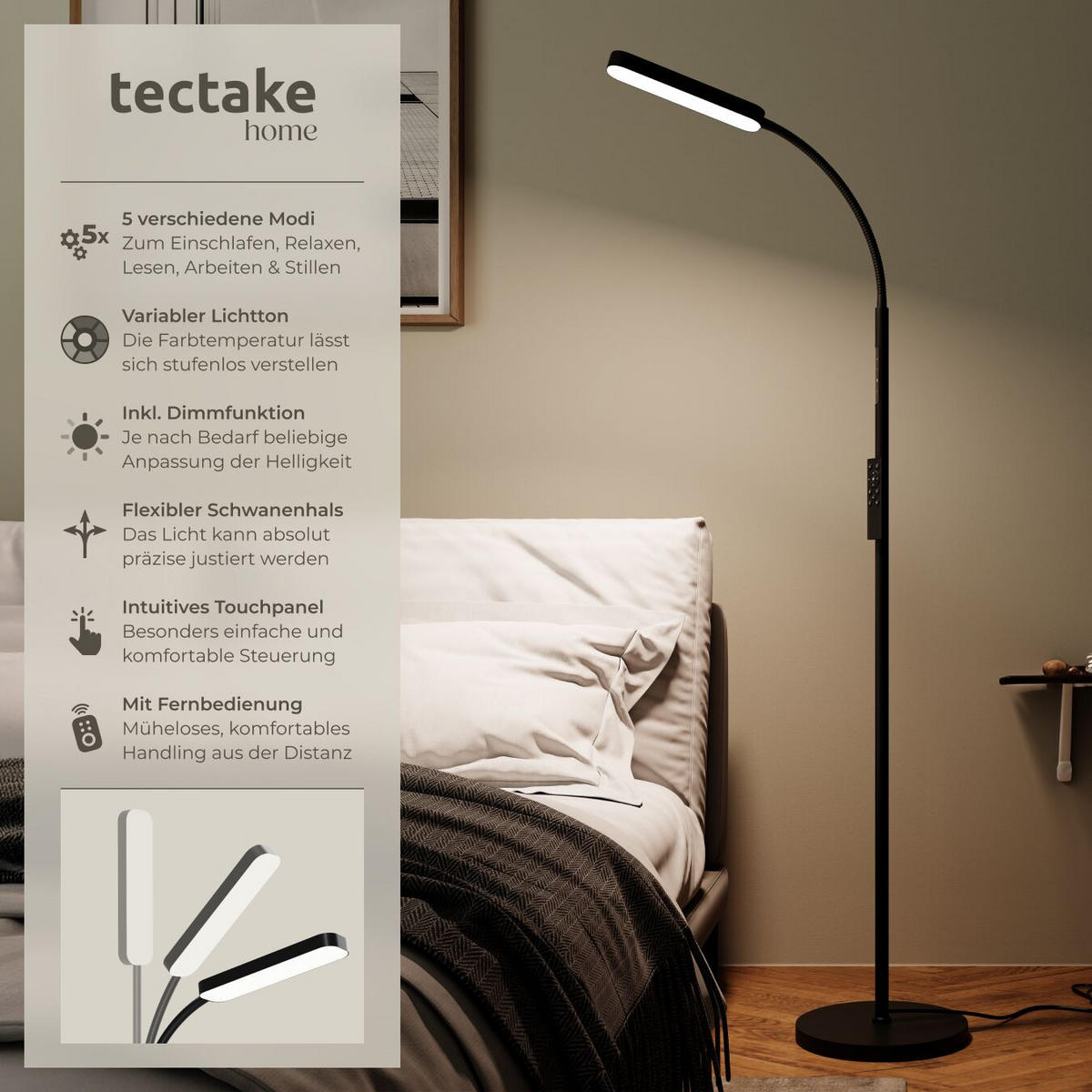 STEHLAMPE Prisma,22 x 176 cm,schwarz - Schwarz, Metall (22/22/176cm) - tectake