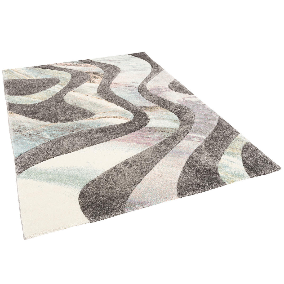 DESIGNER TEPPICH MAUI PASTELL WELLEN - Grau, Textil (140/200cm) - Pergamon