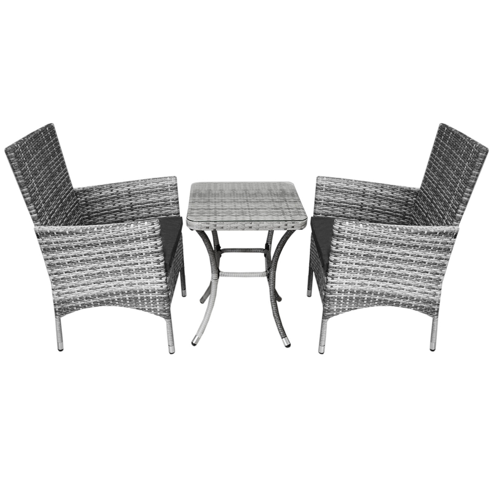 RATTAN-BISTRO-SET Hellgrau - Hellgrau, Kunststoff - Monstershop