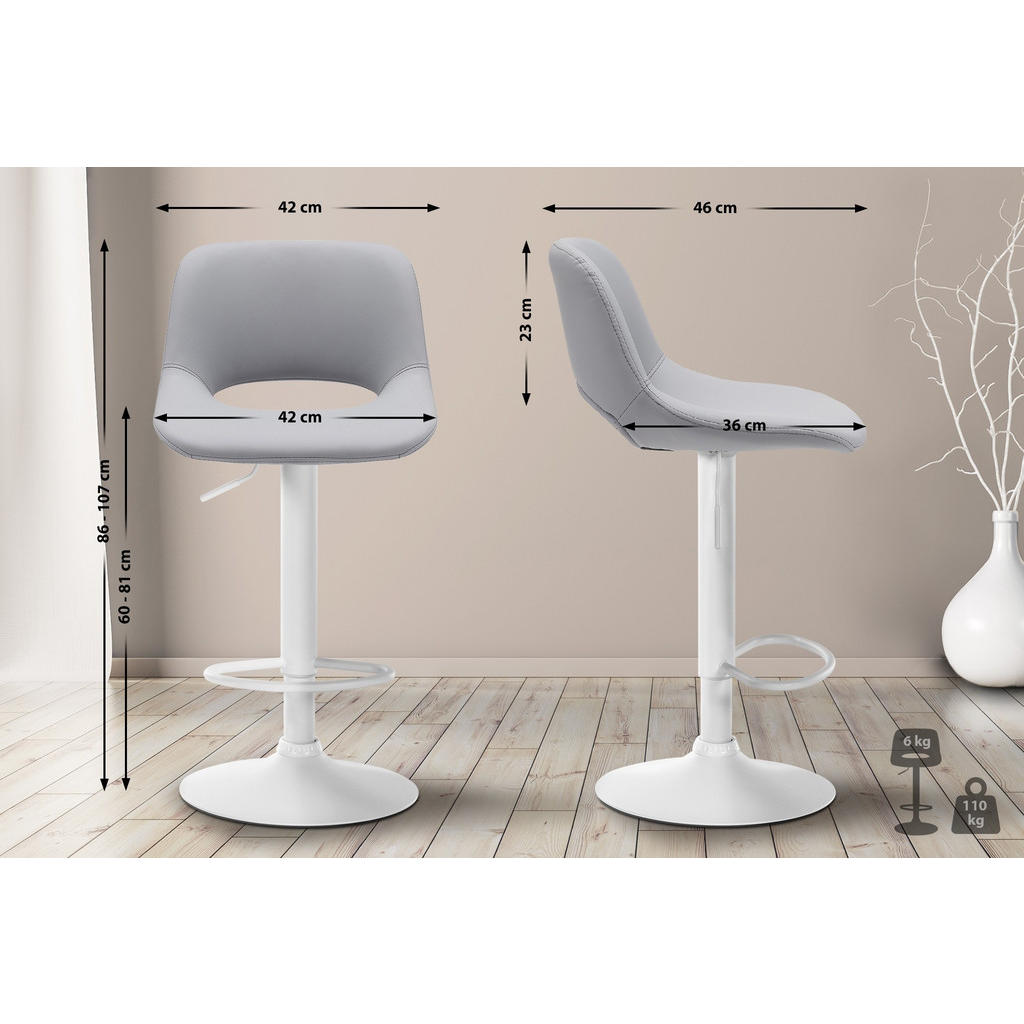 Thumbnail - CLP Barhocker, Grau, Textil, 42x86x46 cm, Esszimmer, Barmöbel, Barhocker