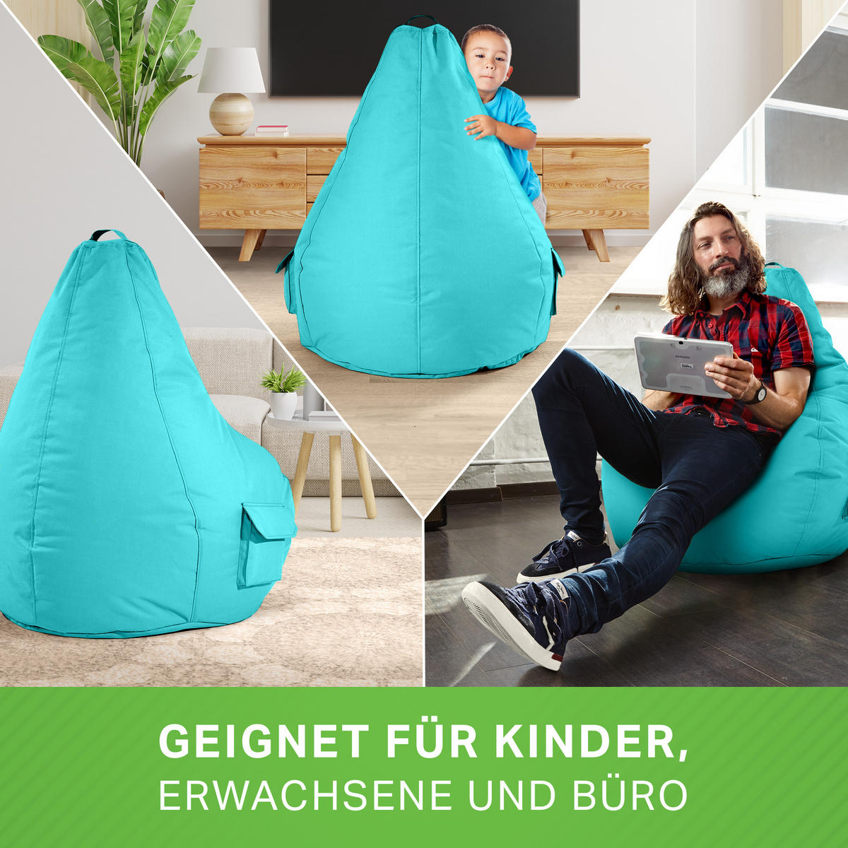 SITZSACK Lounge Chair "Cozy" 80x70x90cm - Hellblau, Textil (70/90/80cm) - Green Bean