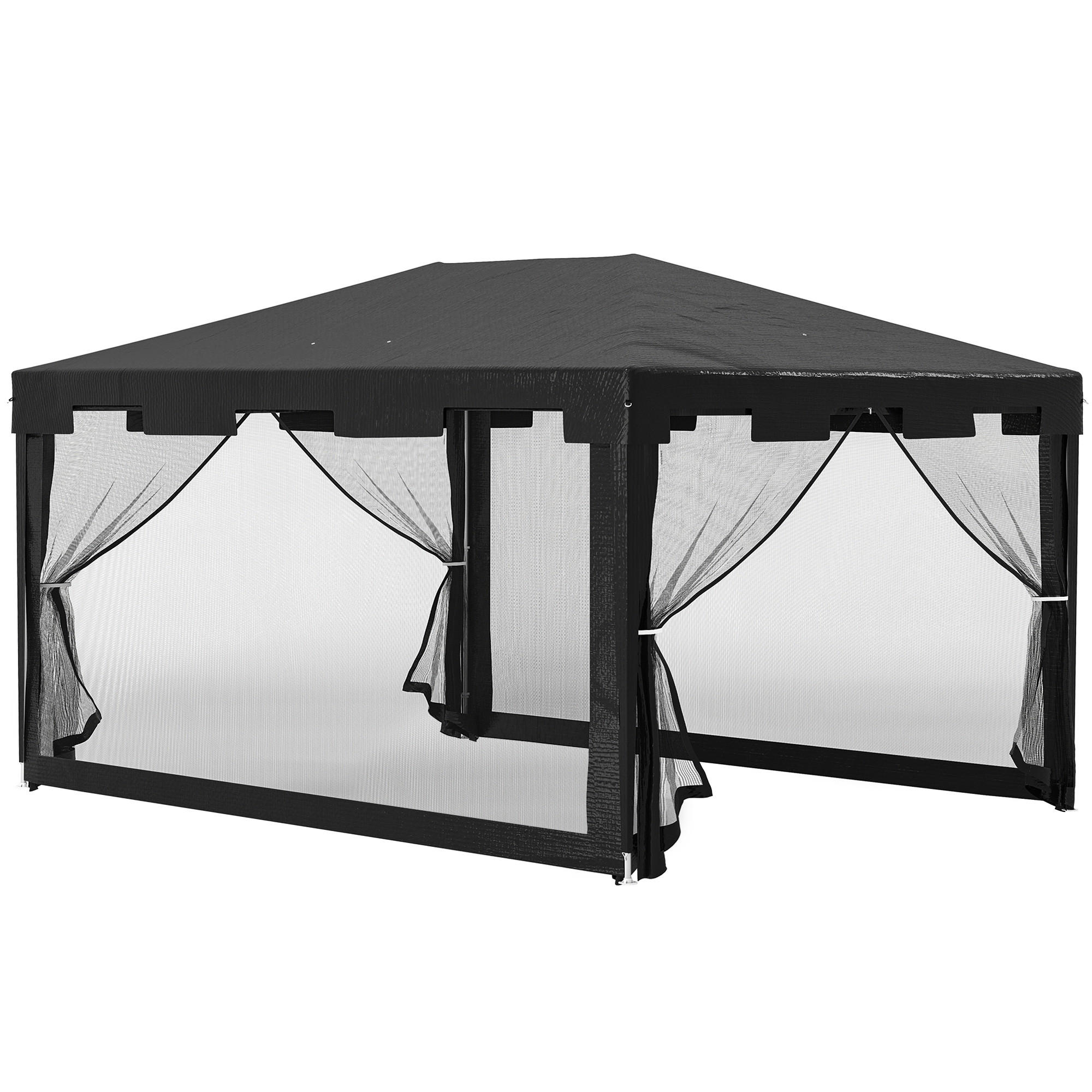 PAVILLON Gartenzelt 3 x3 m Pavillon, wetterbeständig, faltbar, 395cm x 295cm x 255 cm, Schwarz - Schwarz, Metall (395/255/295cm)