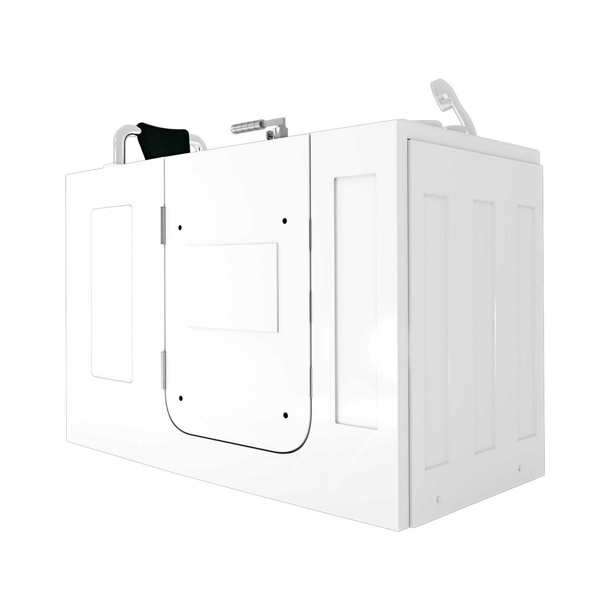 SITZBADEWANNE Senioren Wanne mit Tür S07-A-L 76x140cm - Weiß, Glas/Kunststoff (140/116/76cm) - AcquaVapore by Sandra Jentho