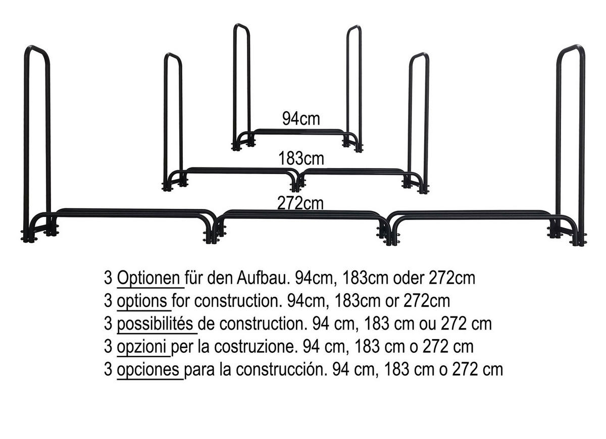 KAMINHOLZREGAL Außen 272x25x95 cm Metall Anthrazit 1 m³ / 1,5 SRM - Anthrazit, Metall (272/95/25cm) - QUICK STAR