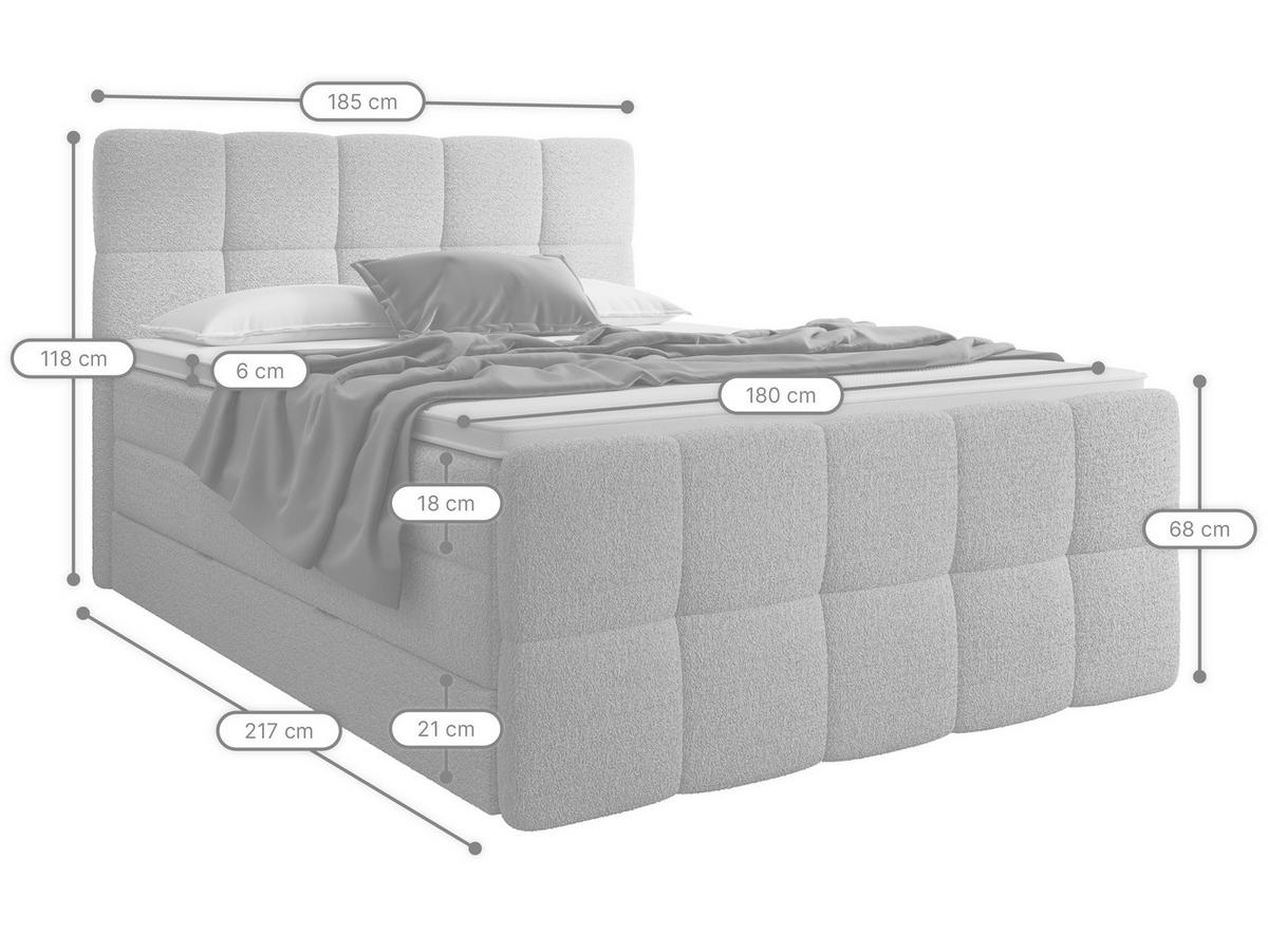 BOXSPRINGBETT Madison 2 Beige 180/200 cm H3/H4 Cord mit Premium Topper - Beige, Textil (180/200cm) - wonello