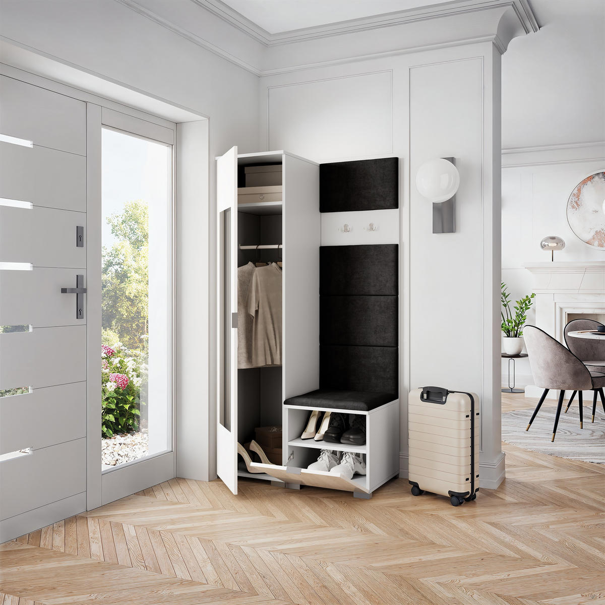 GARDEROBENSCHRANK VIRA 95/181/51 cm Modern Weiß - Weiß, Holzwerkstoff (95/181/51cm) - MASSENO