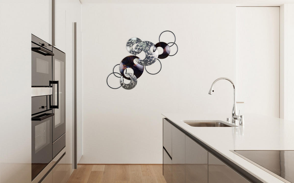 WANDDEKO Silber 106/56 cm - Silberfarben/Braun, Metall (1.92/56/8cm) - KUNSTLOFT
