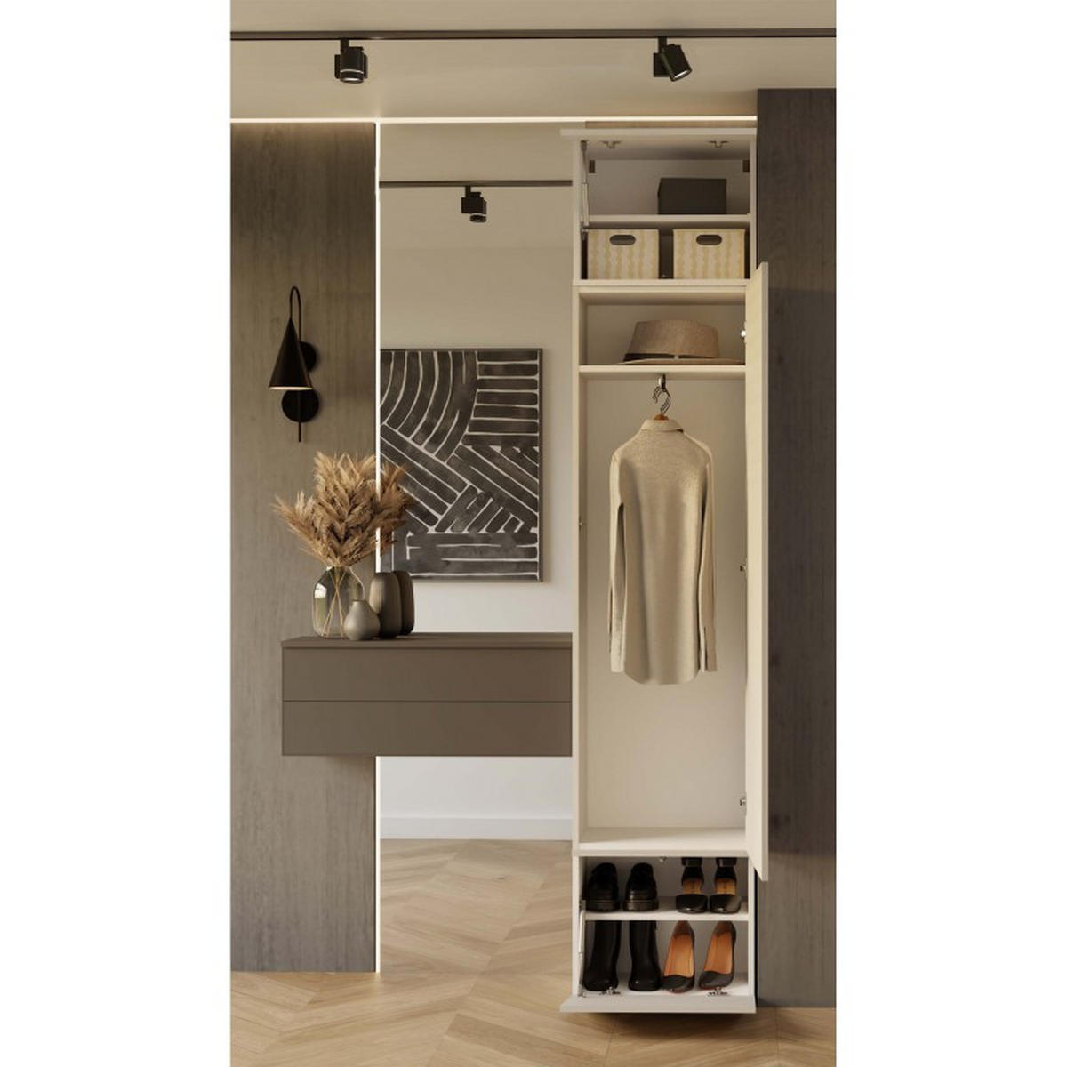 DULAP DE HOL – Dulap pentru hol cu spațiu pentru depozitare, culoare cașmir 50/238/35 - cașmir, compozit lemnos (50/238/35cm) - RAUMHIRSCH FURNITURE
