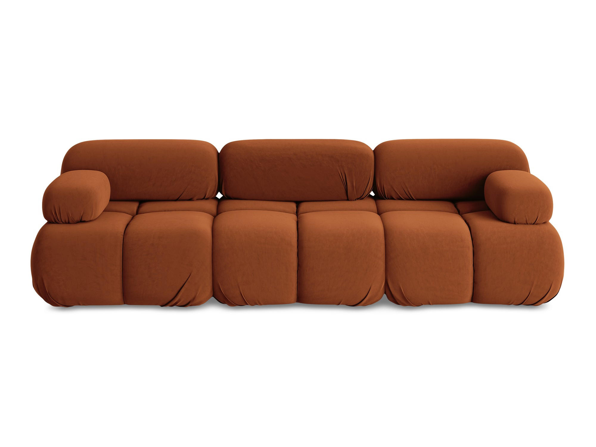 3-SITZER SOFA Samt Stoff Orange - Beige/Terra cotta, Kunststoff/Textil (285/70/96cm) - Makamii