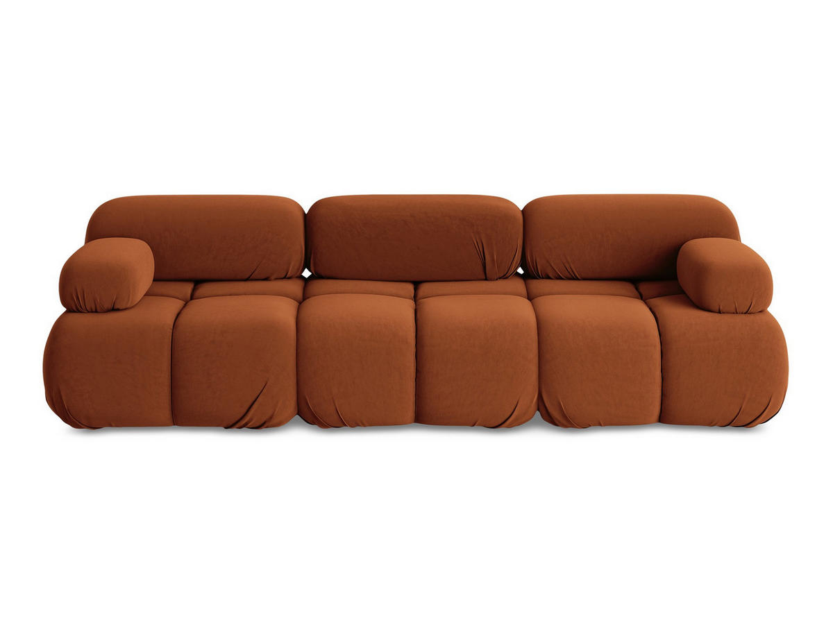 3-SITZER SOFA Samt Stoff Orange - Beige/Terra cotta, Kunststoff/Textil (285/70/96cm) - Makamii