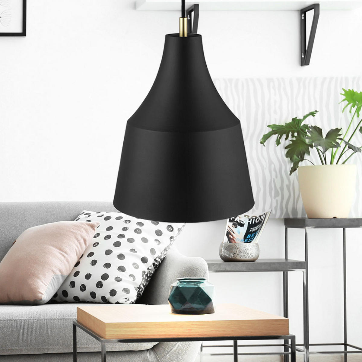 LED HÄNGELEUCHTE GRACE Textil Schwarz - Schwarz, Metall (25/25/33cm)