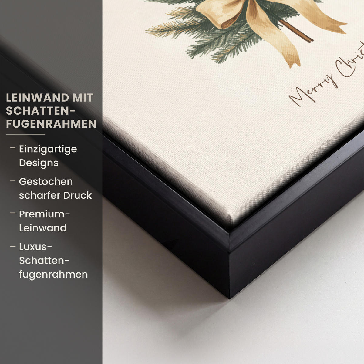 LEINWAND Bilder mit Rahmen - Weihnachtsbaum - Weihnachten - Frohe Weihnachten - Beige - 20x20 - Sandfarben, Textil (20/20cm) - MuchoWow