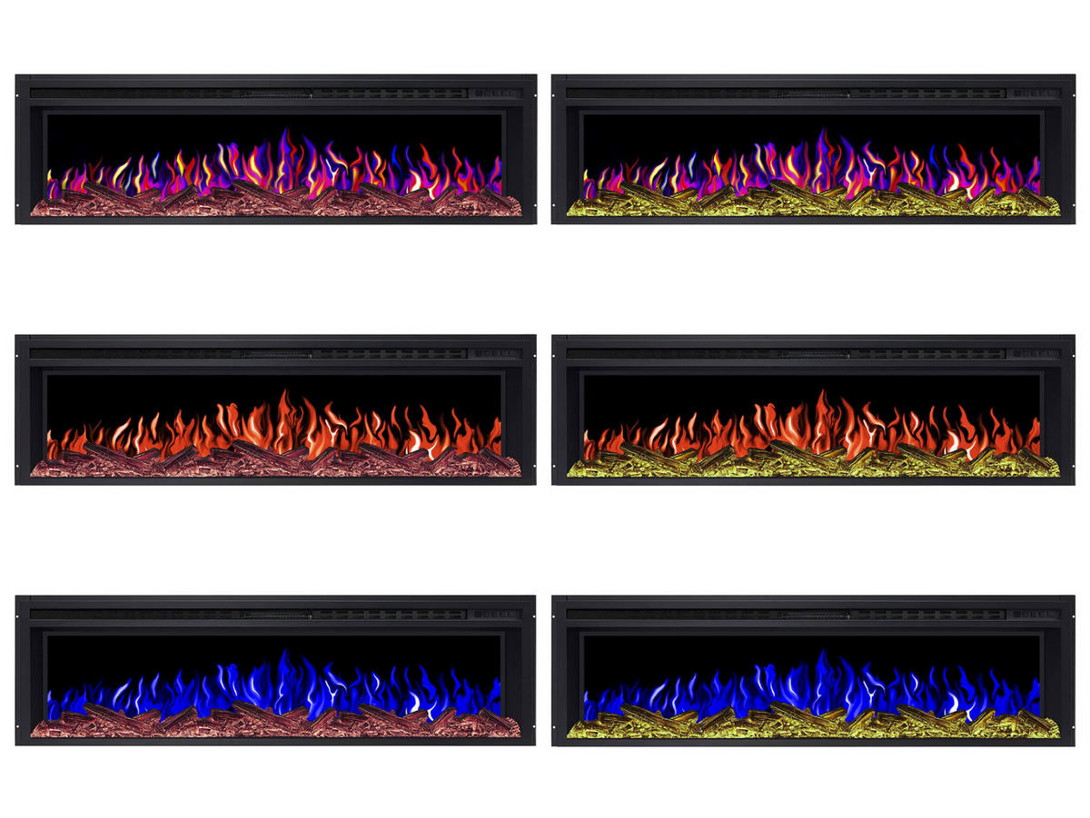 EINBAU-ELEKTROKAMINEINSATZ AF58 Multicolor – Breite 110 cm, 3D-Flammeneffekt, mehrfarbige Flammen, Heizfunktion - Schwarz, Glas/Metall (148.2/42.5/19cm) - ArtiFlame