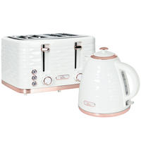 WASSERKOCHER-TOASTER-SET mit 1,7 L Wasserkocher 4 Scheiben-Toaster Cremeweiß - Creme, Kunststoff (19.5/23.2/24.1cm) - HOMCOM