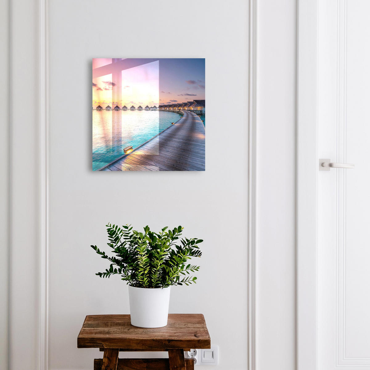 SCHLÜSSELBOX Schwarz 30x30 cm- Türöffnung nach rechts - Friedlicher Sonnenuntergang - Blau, Metall (30/30/5cm) - TULUP