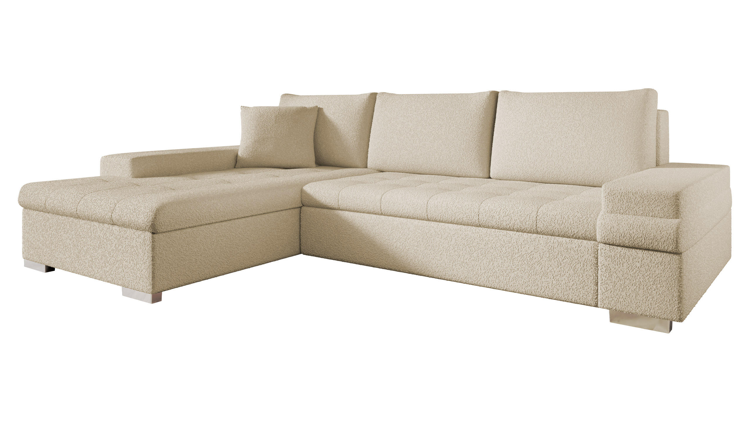 ECKSOFA Bangkok Mini Premium - Silberfarben/Creme, Holz/Textil (274/182cm) - MIRJAN24