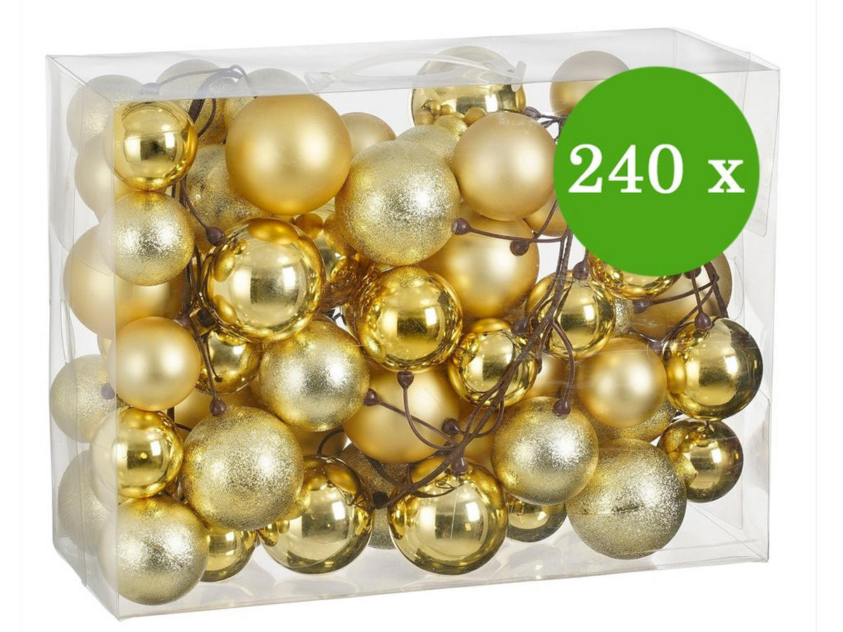 WEIHNACHTSBAUM künstlicher 150 cm – KÖNIGSGOLD II, geschmückt mit 240-teiligem Weihnachtsbaumschmuck, inkl. Ständer - Goldfarben/Grün, Kunststoff/Metall (104/150cm) - LAALU