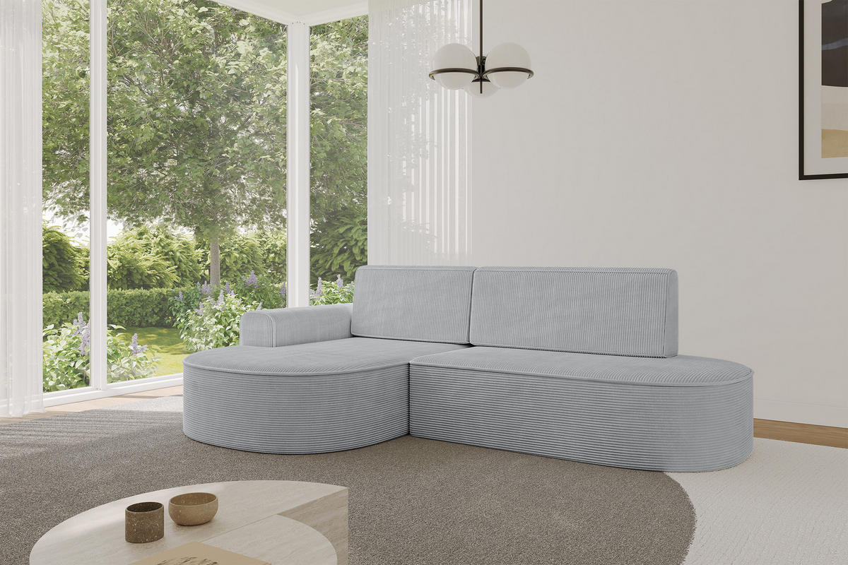 ECKSOFA mit Schlaffunktion und Bettkasten Ottomane Links MARI-L1-S - 283x167x85 cm Grau Cord - Graphitfarben/Schwarz, Holzwerkstoff/Kunststoff (283/167cm) - ALTDECOR
