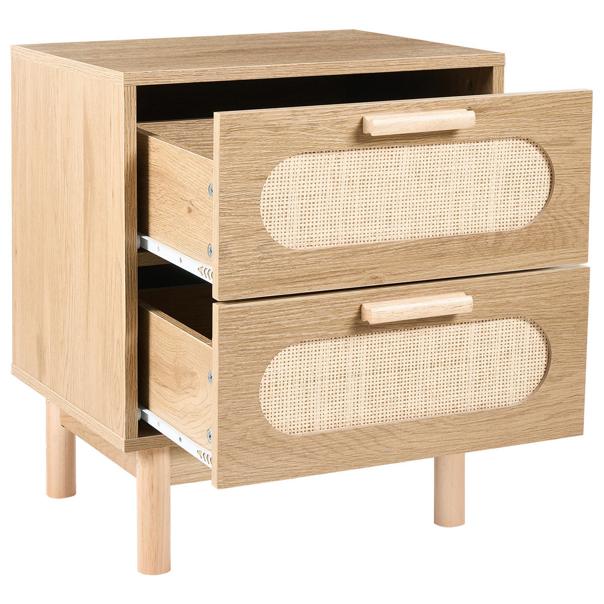 NACHTTISCH mit 2 Schubladen Hellbraun Costello - Hellbraun, Holzwerkstoff (40/48/59cm) - Beliani