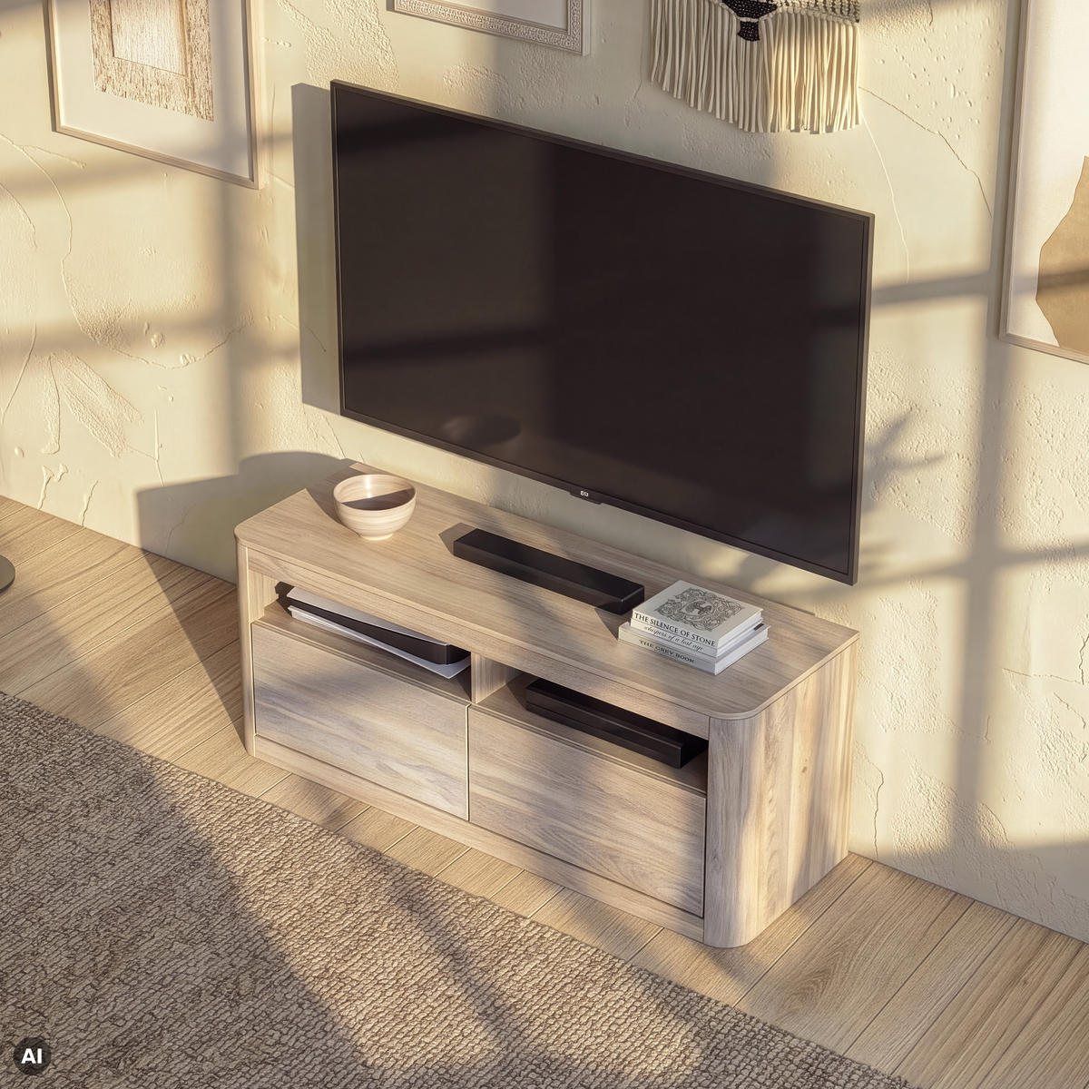 TV-BOARD Mango 130x40x58 weiß lackiert TORONTO #319 - Weiß, Holz (40/58/130cm) - Massivmoebel24