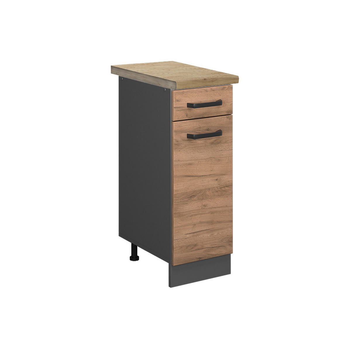 KÜCHENUNTERSCHRANK R-Line Goldkraft Eiche 30 cm, AP Eiche - Honigeiche/Anthrazit, Holzwerkstoff (30/81.6/60cm) - Vicco