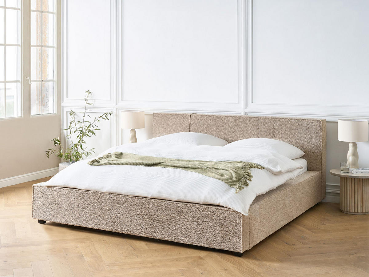 POLSTERBETT mit Lattenrost 180x200 cm Beige Mirande - Taupe, Textil (180/200cm) - Beliani