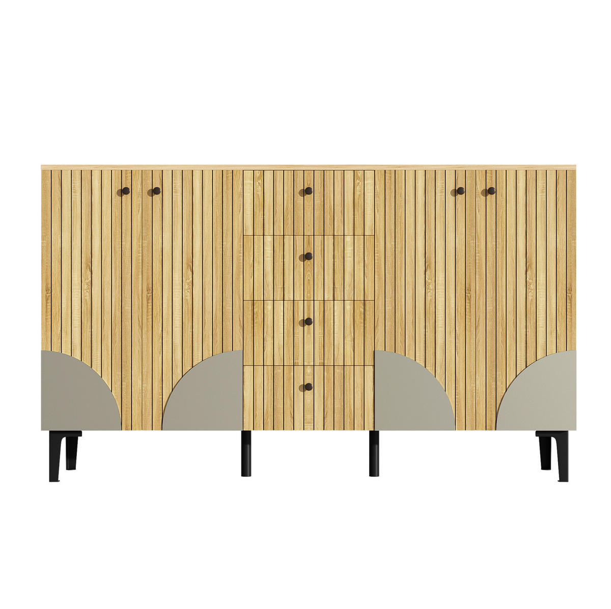 SIDEBOARD 160/94/36 cm Holzfarbe aus Holzwerkstoff mit 4 Türen und 4 Schubladen - Eichefarben, Holzwerkstoff (36/94/160cm) - OKMYHOME