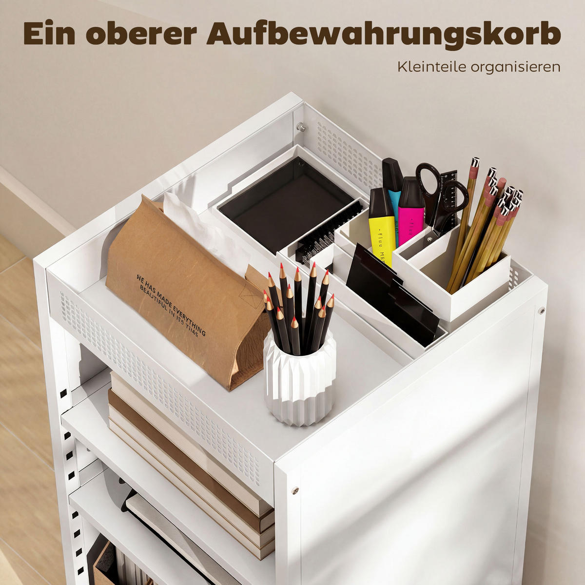 BÜCHERREGAL Metall Kunststoff Weiß - Weiß, Metall (34/69.5/35cm) - HOMCOM