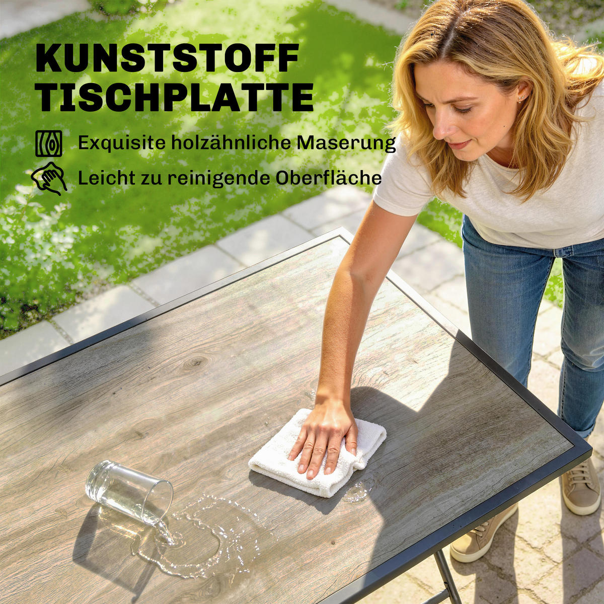 OUTDOOR-ESSGRUPPE 5er Set Stahl Netzstoff Grau - Grau, Textil/Metall - Outsunny