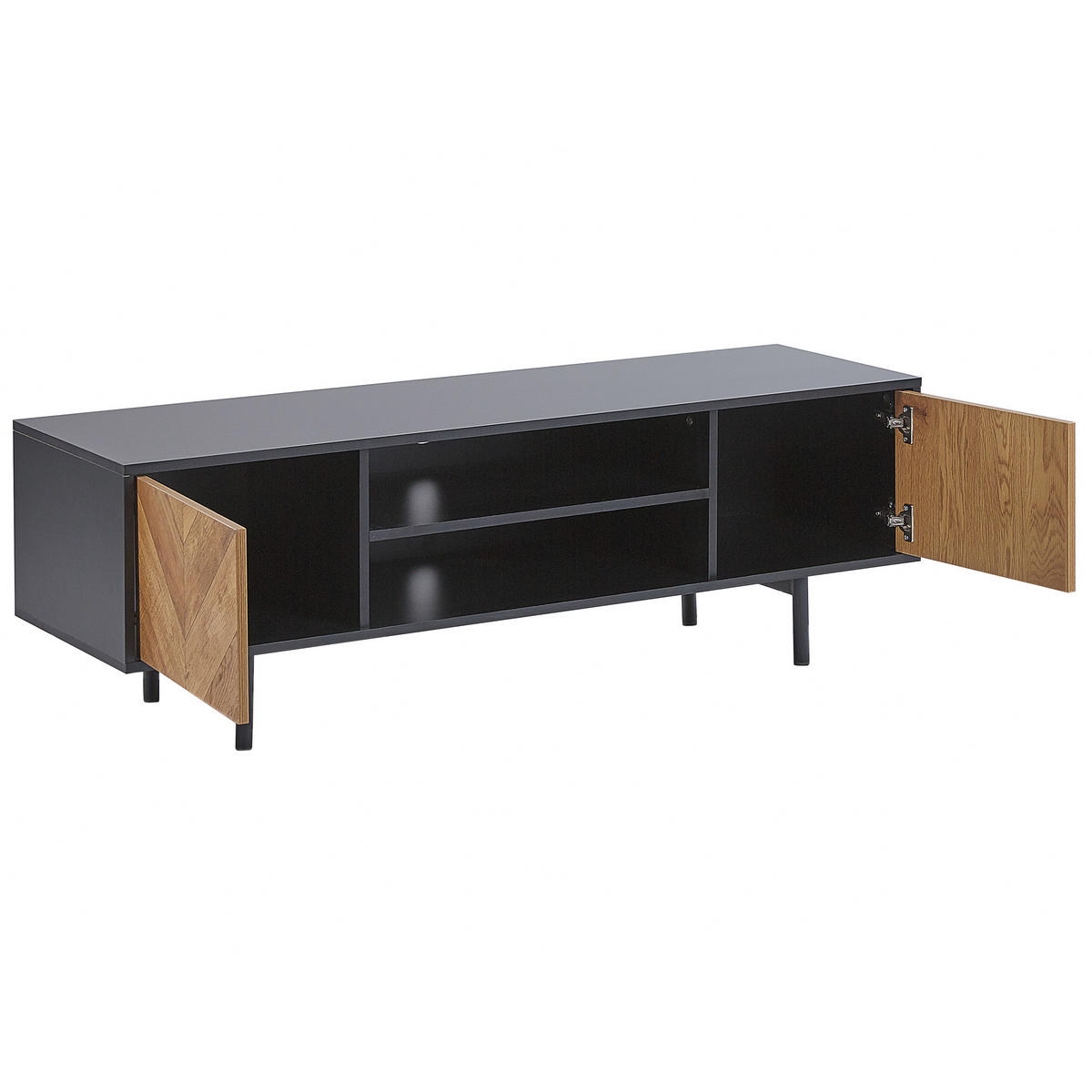 TV-MÖBEL Hellbraun, Schwarz SALINA 40/140/45 cm - Hellbraun, Holzwerkstoff (140/45/40cm) - Beliani