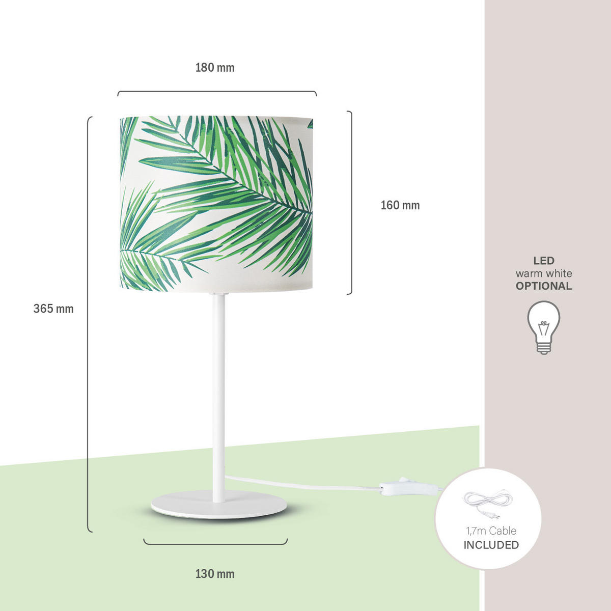 TISCHLAMPE Luca Tl Ost 537 - Weiß, Metall (18/18/36.5cm) - Paco Home