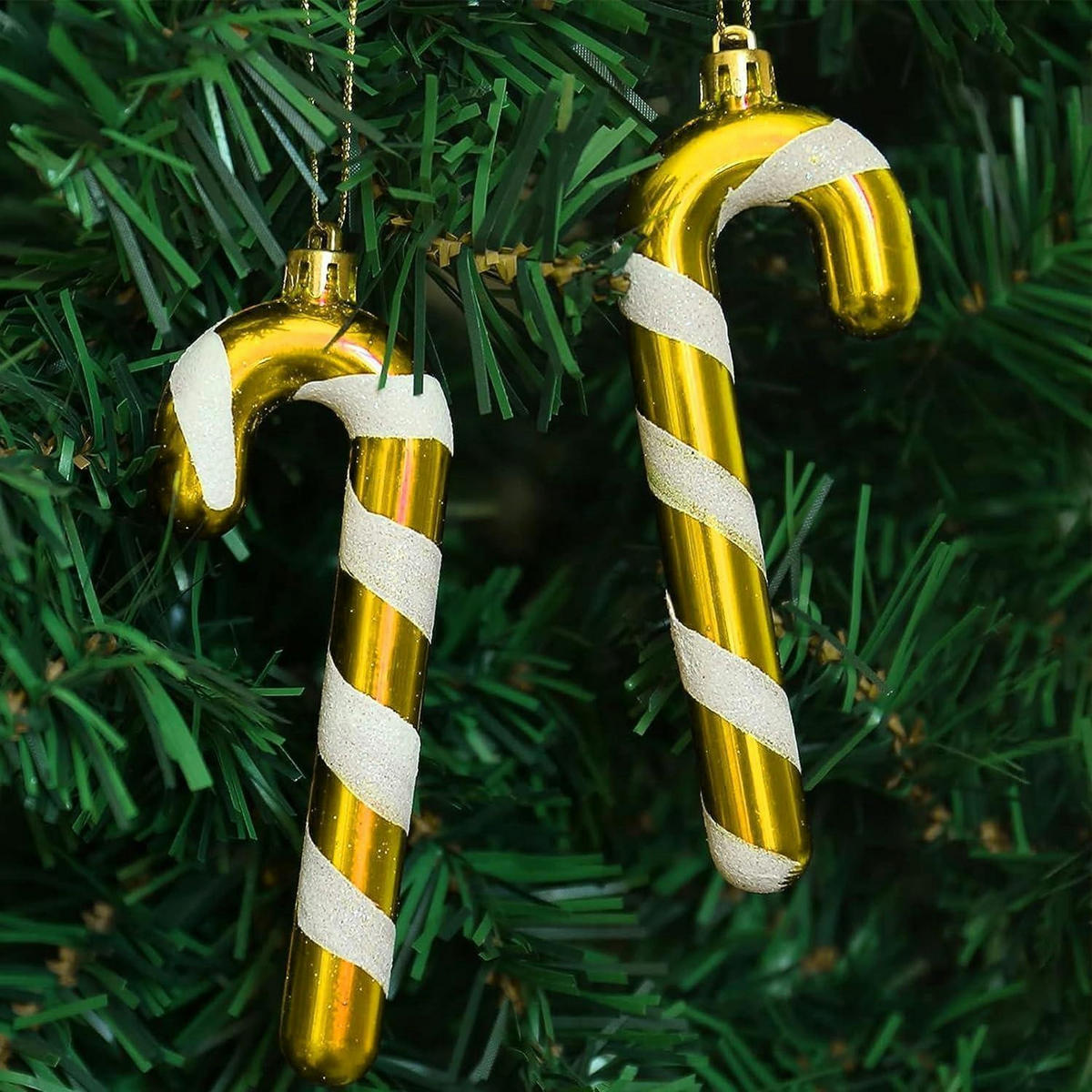 WEIHNACHTSBAUMSCHMUCK Zuckerstangen 12-teiliges Set Gold-Weiß - Multicolor, Kunststoff (1.5/1.5/12.5cm)