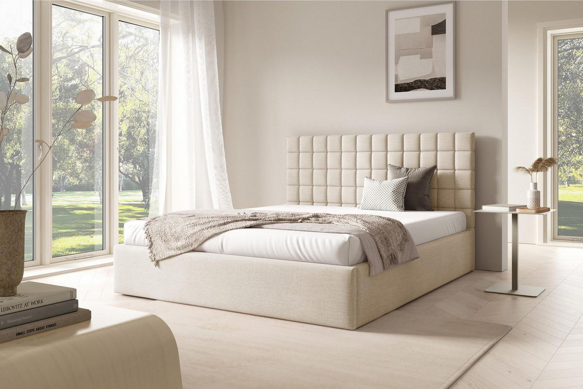 POLSTERBETT BEZA III - Creme - Creme, Holz/Textil (180/200cm) - AN-Moebel 4u