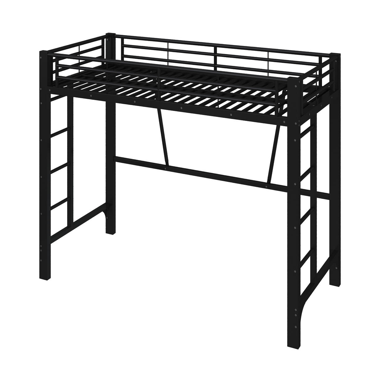 HOCHBETT 90/200 cm in Schwarz mit Doppelleiter und Schutzgeländern aus Metall - Schwarz, Metall (90/200cm) - STILVORA