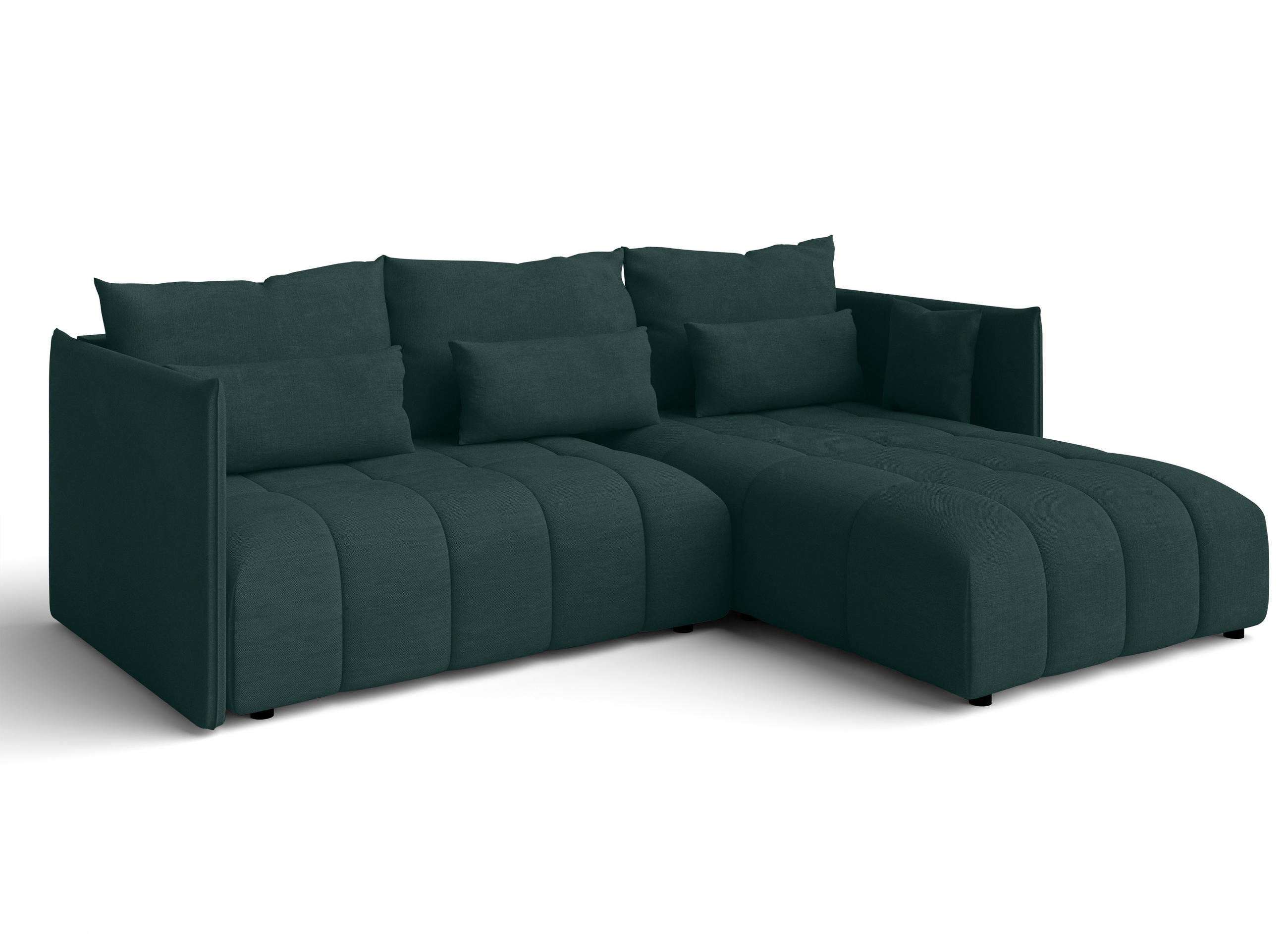 ECKSOFA L Form Cosmova Grün 245/182/83 cm mit Schlaffunktion - Schwarz/Grün, Kunststoff/Textil (245/182cm) - AX Living