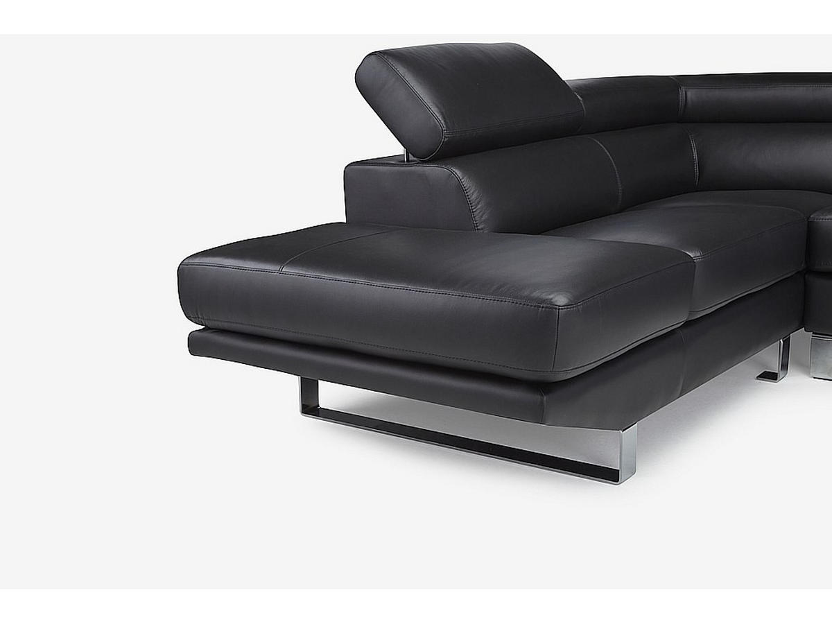 SOFA - 5 Personen - leder - schwarz Mystique - Schwarz, Leder/Metall (253/87/213cm) - Vente-Unique