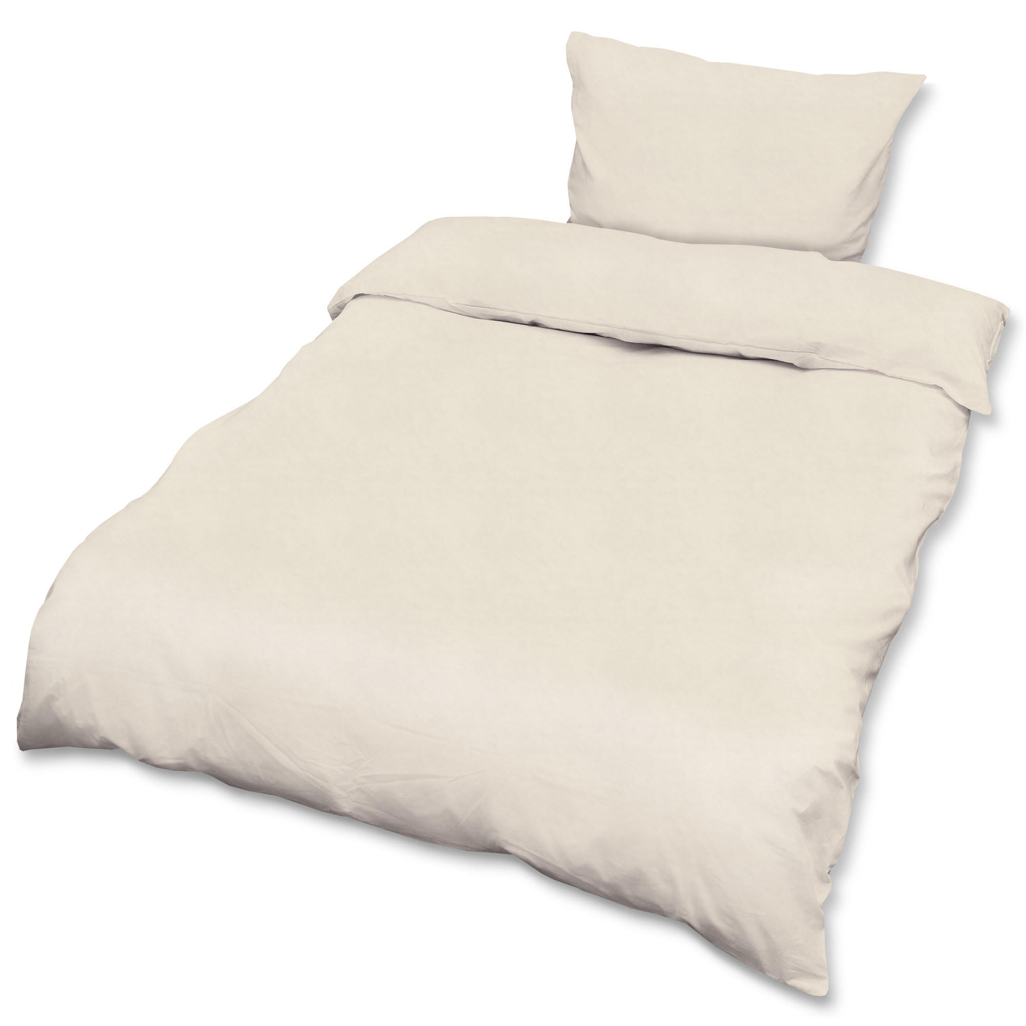 BETTWÄSCHE Julie 135/200 cm + Kissenbezug 80/80 cm Creme Renforcé 2er Set - Ecru, Textil (135/200cm)