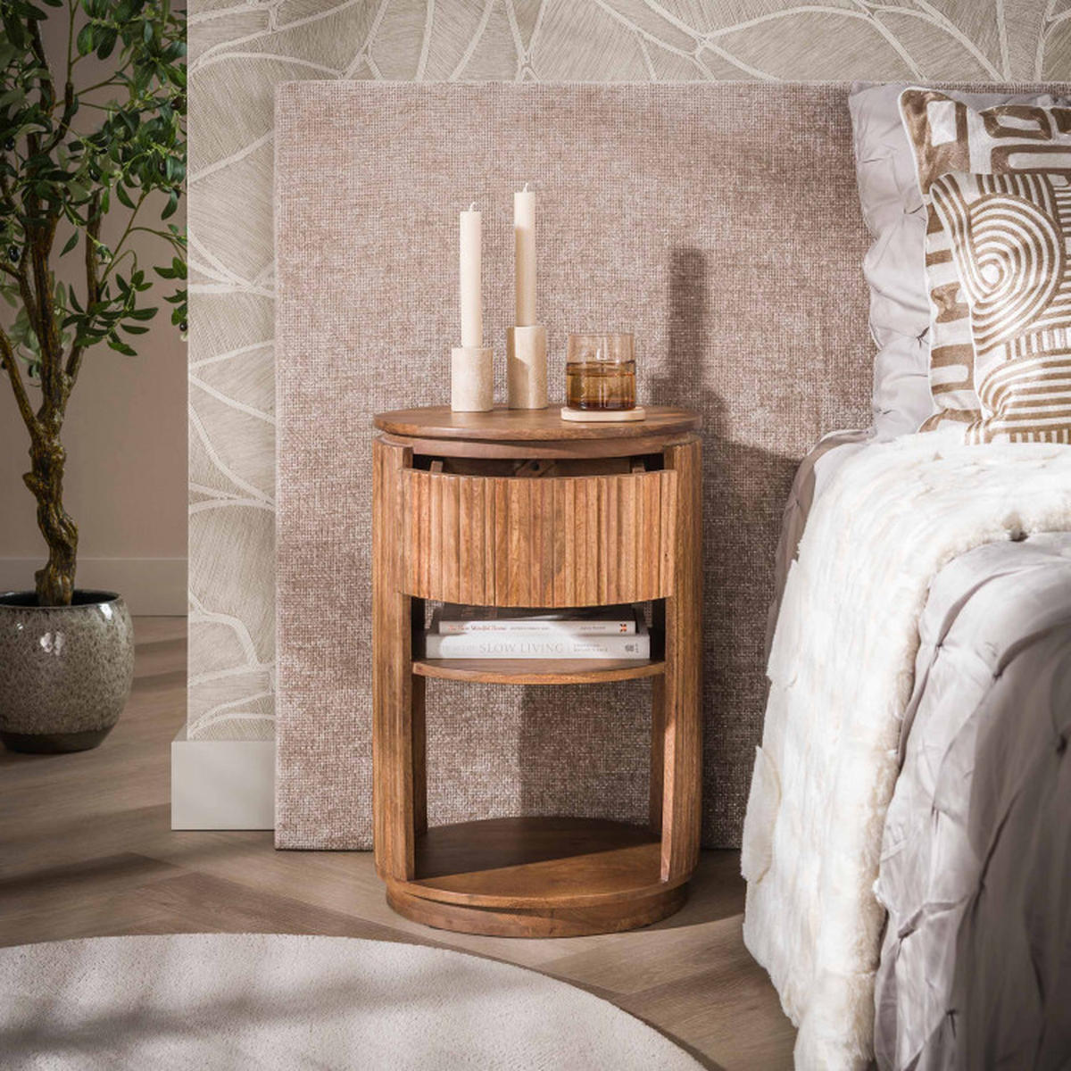 NACHTTISCH Nola Beige 40/40/60 cm - Beige, Textil (40/60/40cm) - Hoyz Collection
