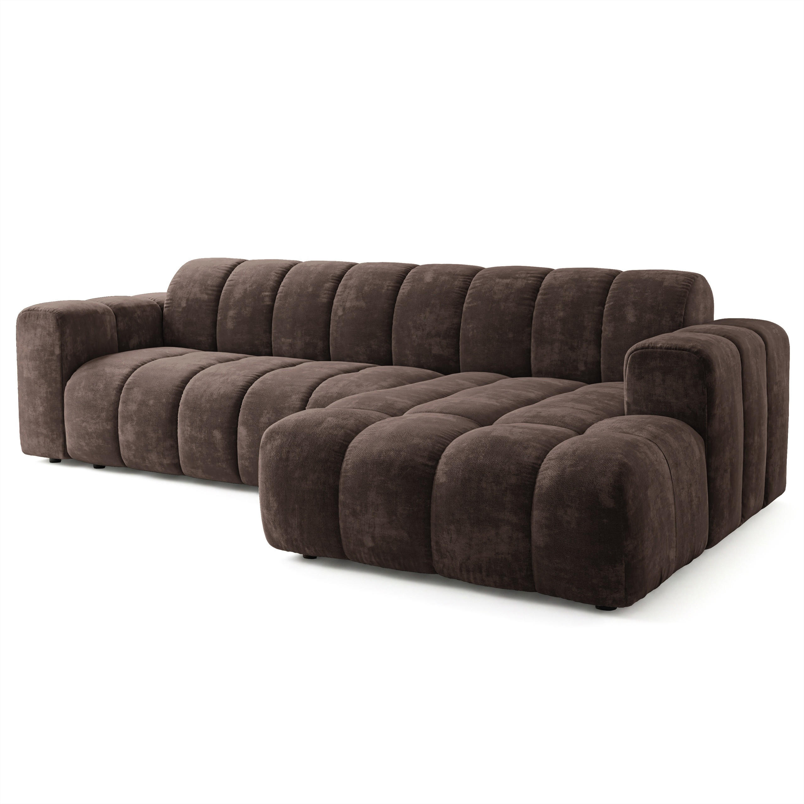 ECKSOFA SETIA LM R-S Braun Chenille - Braun, Holzwerkstoff (304/165cm) - MASSENO