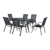 GARTENMÖBEL-SET 7 TLG. Aradeo - Schwarz, Textil/Metall - casa.pro