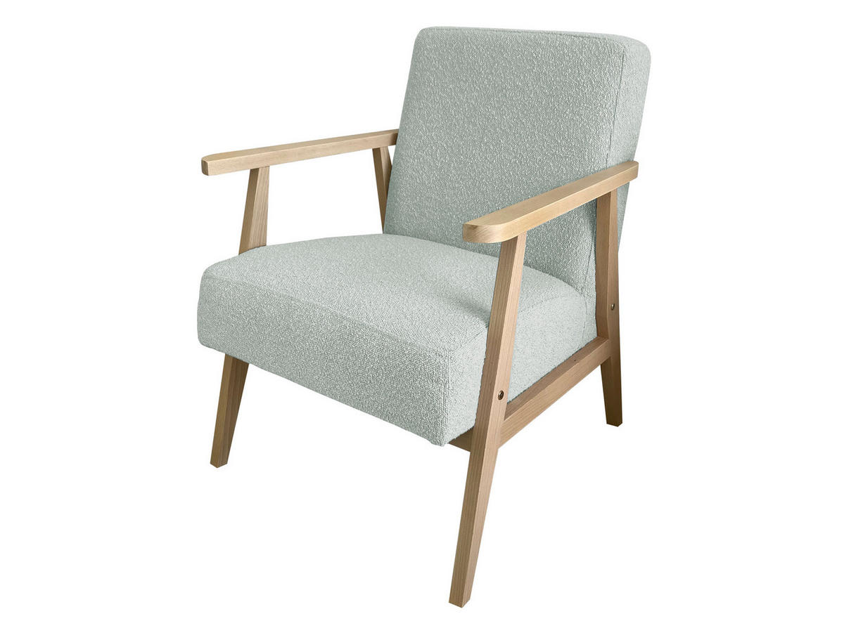 SESSEL Retro Boucle - Naturfarben/Grau, Holz/Textil (59/76/67cm) - MIRJAN24