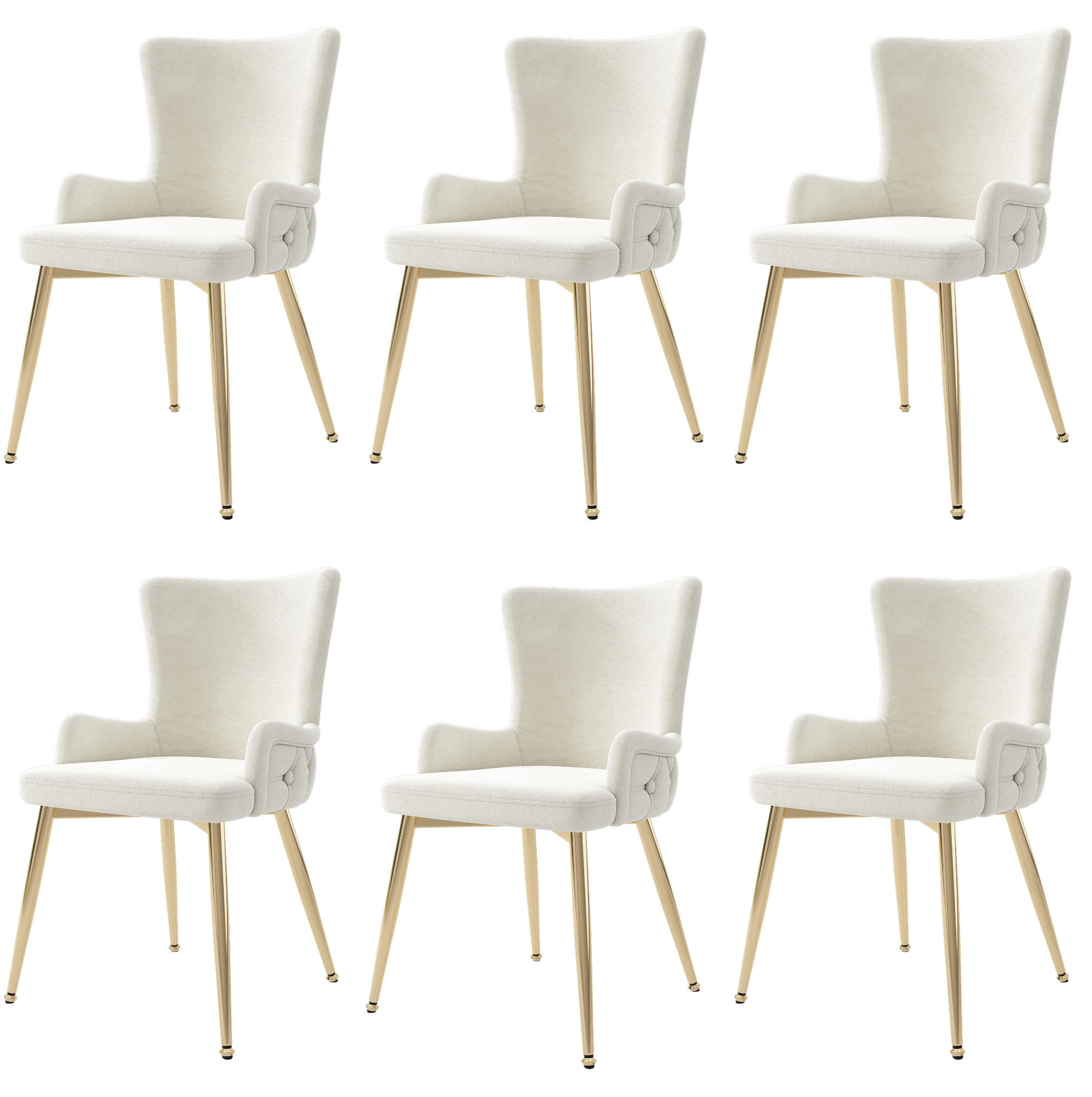 ESSZIMMERSTUHL 6er-Set Samt Beige mit Metallbeinen - Beige, Metall (47/85/49.2cm) - Meubliv