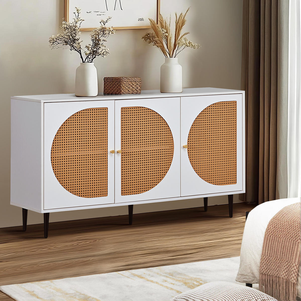 SIDEBOARD Weiß 129,8/40/76 cm - Weiß, Holzwerkstoff/Metall (40/76/129.8cm) - Urban Meuble