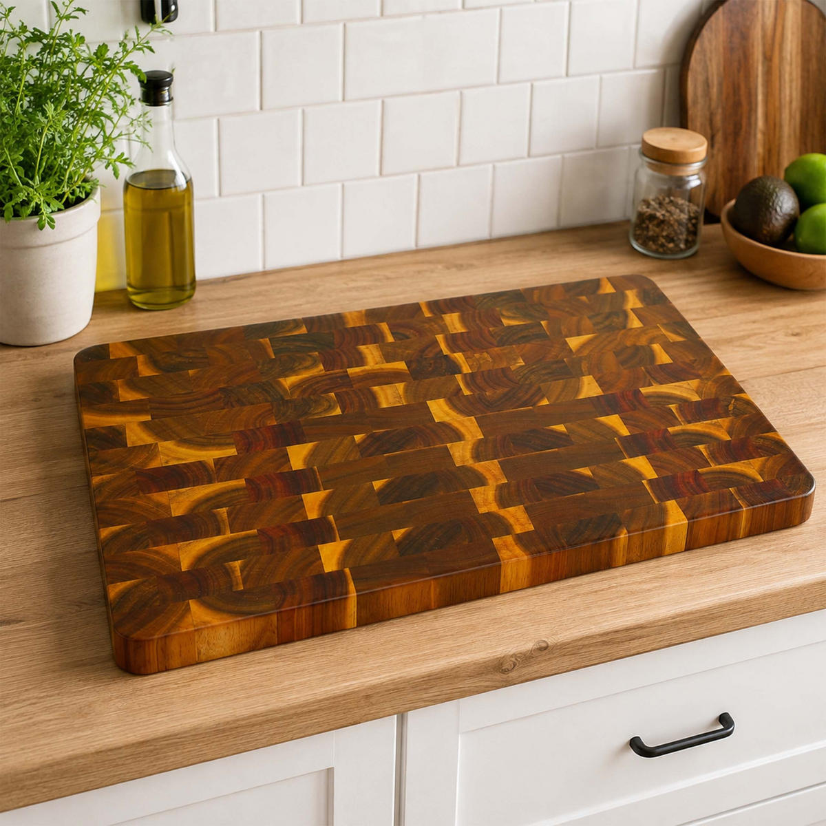 SCHNEIDEBRETT Natur Akazienholz rutschfest 51 cm - Braun, Holz (36/51cm) - Relaxdays