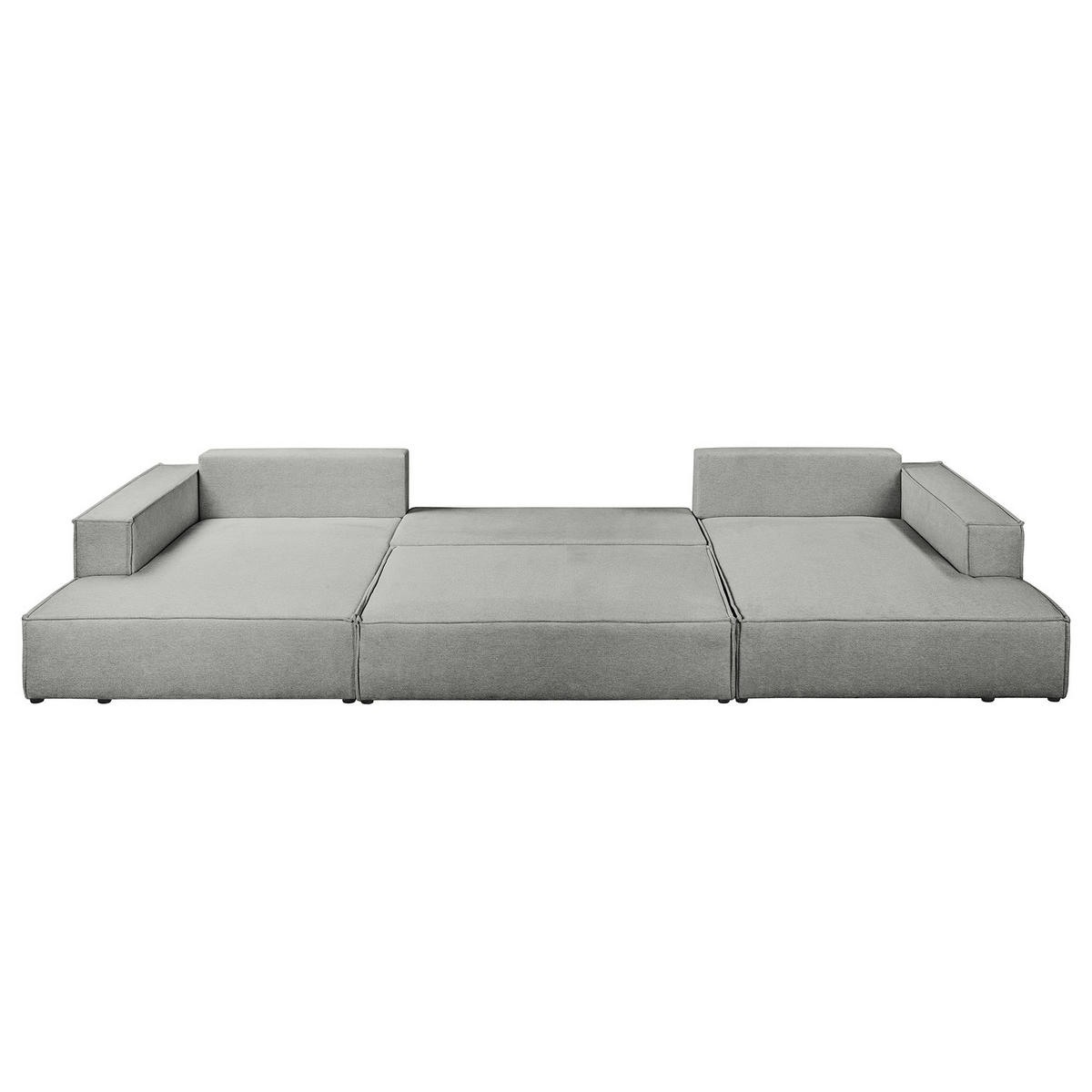 WOHNLANDSCHAFT mit Schlaffunktion - Dunkelgrau/Schwarz, Kunststoff/Textil (398/70/148cm) - home24