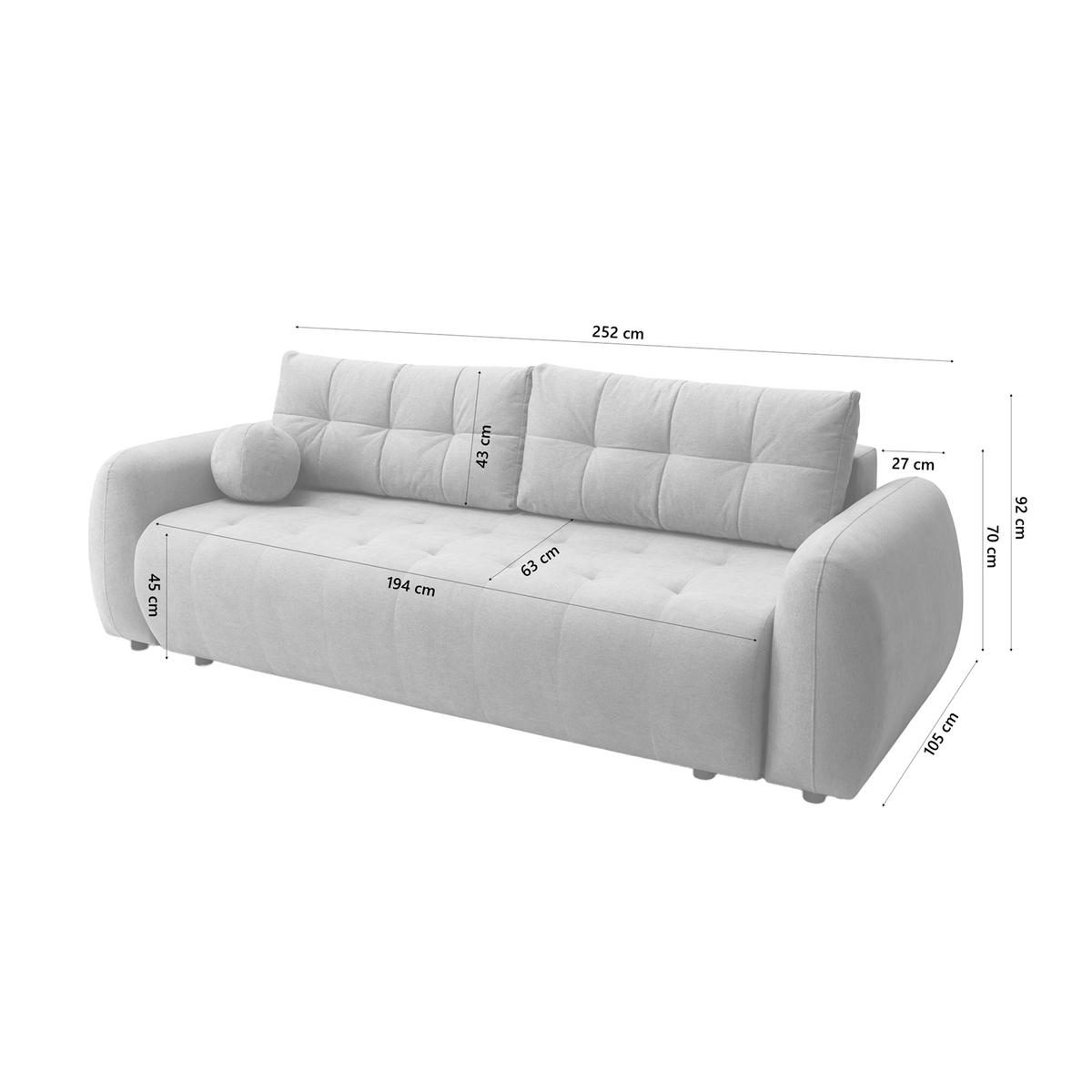 SOFA ARNIS mit Schlaffunktion, Grau - Grau, Textil (252/70/105cm) - Fedve