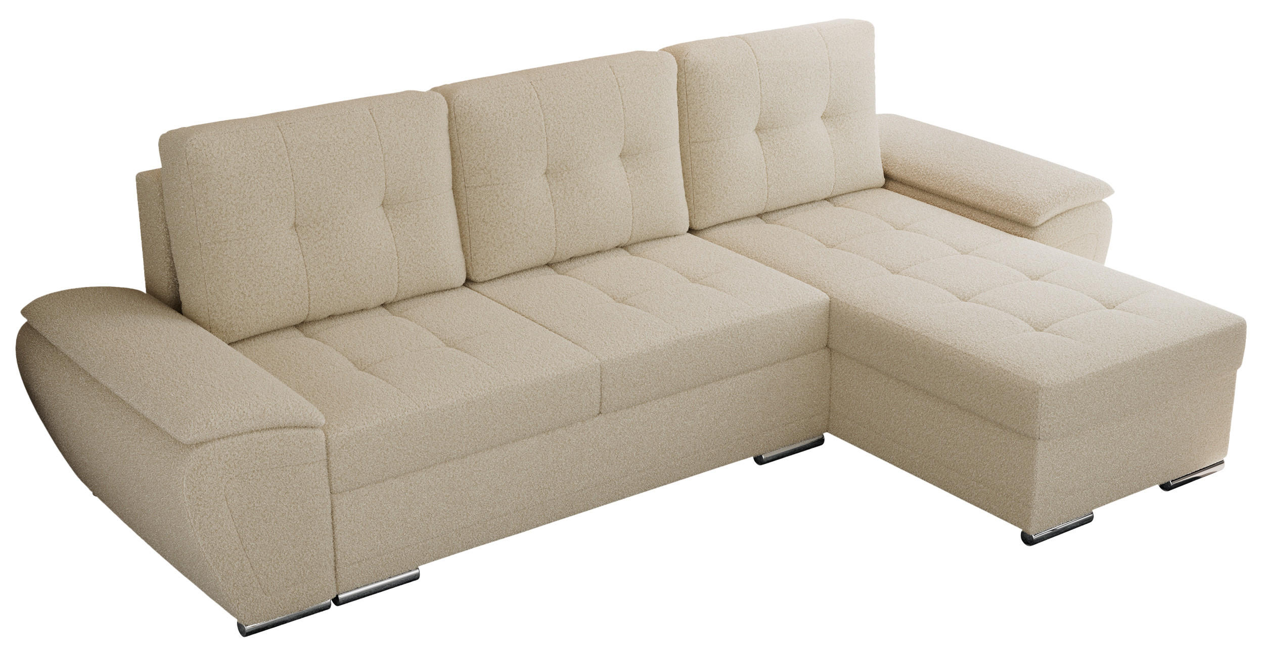 ECKSOFA UMBRIA L Beige Boucle - Beige/Grau, Textil (271/157cm) - MKS